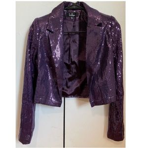 Made you look purple sequin cropped blazer